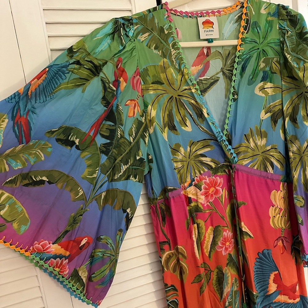 FARM Rio Ombre Forest Ruffle Tunic Dress NWOT - Picture 5 of 5